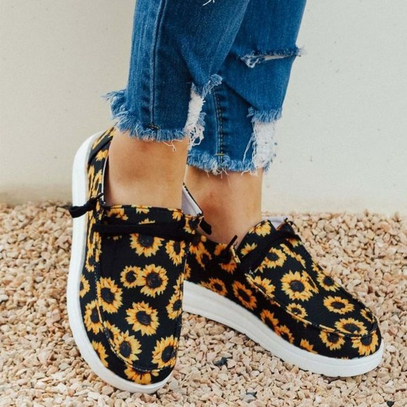 Shoes - Restocked! Sunflower 🌻 Lace Up Flat Sneakers - Similar to Hey Dudes - NWT -